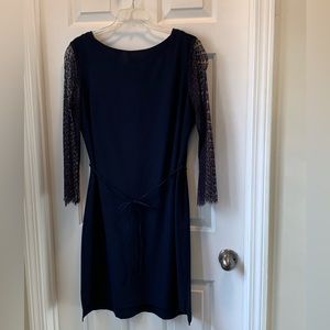 Women’s Merona Navy blue knee length dress with lace 3/4 sleeves. Size XL $25